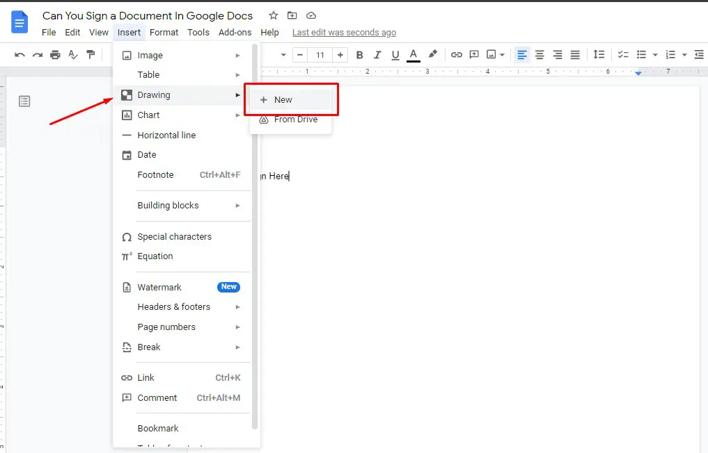 sign a document in google docs 