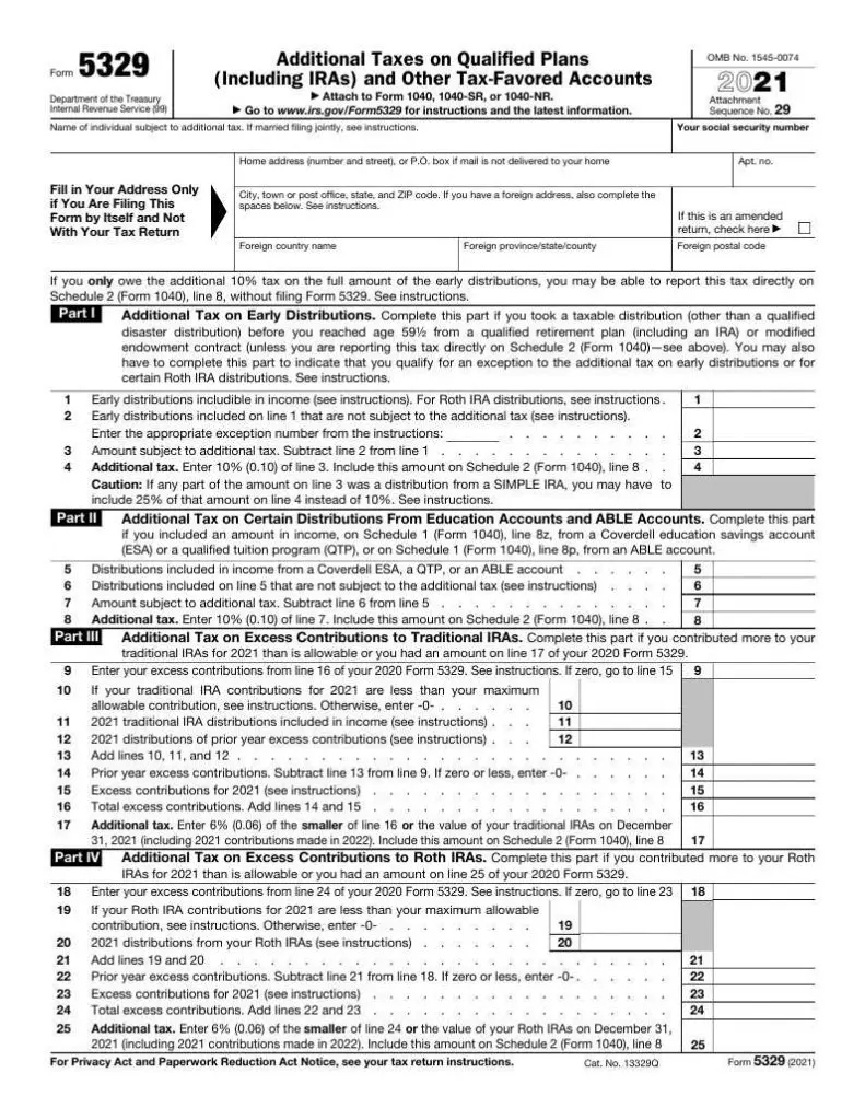 form 5329 additional taxes on qualified plans (including iras) and other tax-favored accounts template