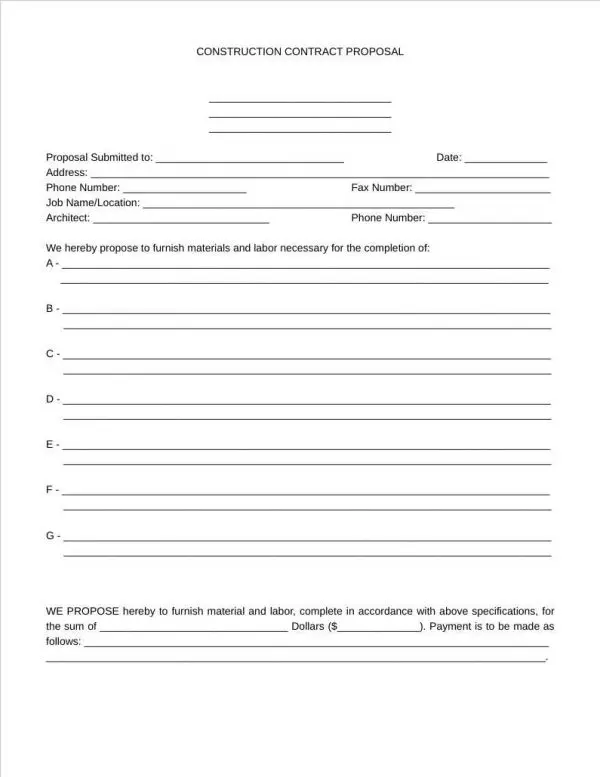 general construction proposal template
