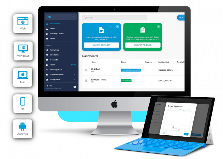 eSign documents online on desktop or mobile