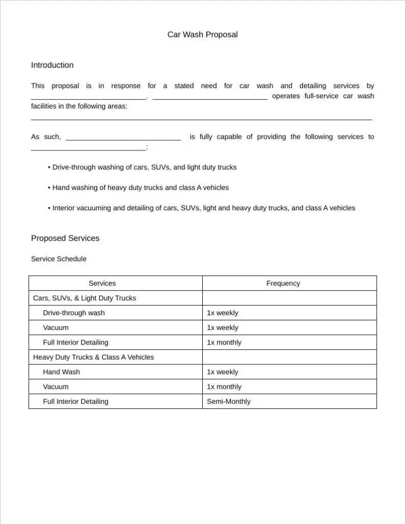 car wash proposal template