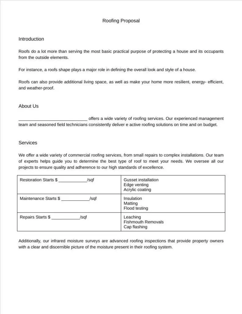 roofing proposal template