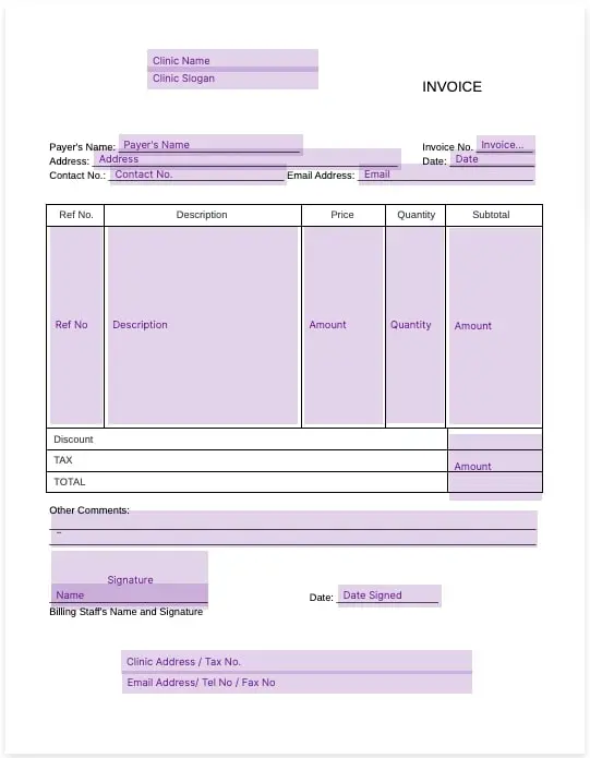 clinic invoice template​