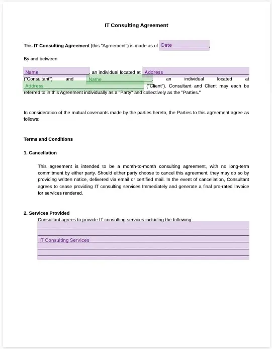 it consulting agreement template