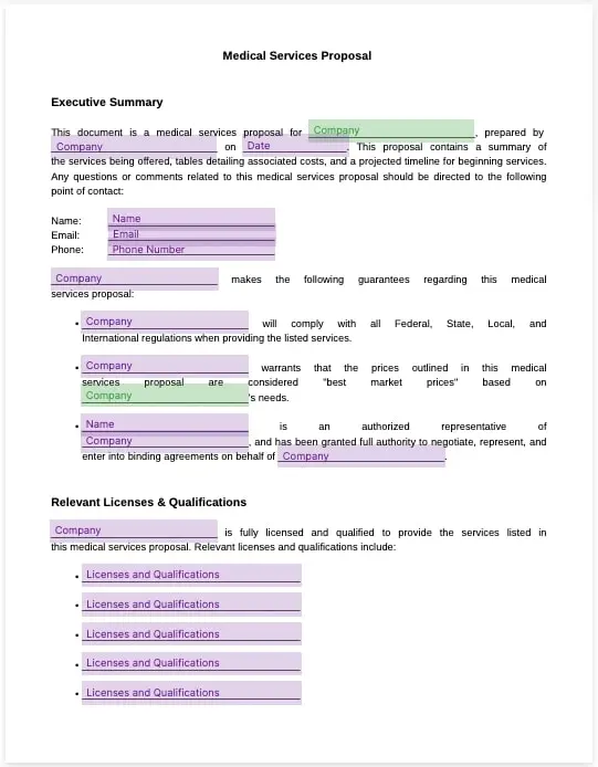 medical services proposal template