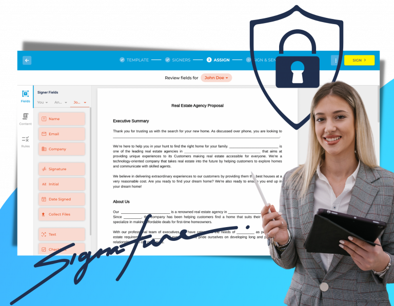 real estate agents making sure all documents are secured