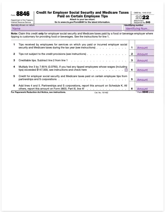 form 8846 get a credit for employer social security and medicare taxes template
