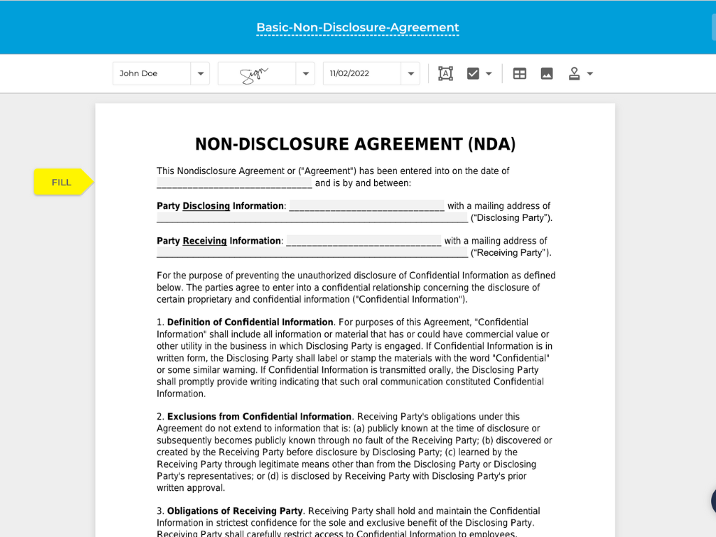 how to sign an nda