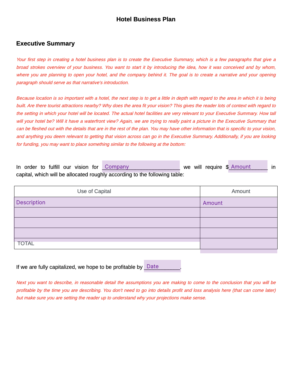 Hotel Business Plan - Fill hotel-business-plan-fill