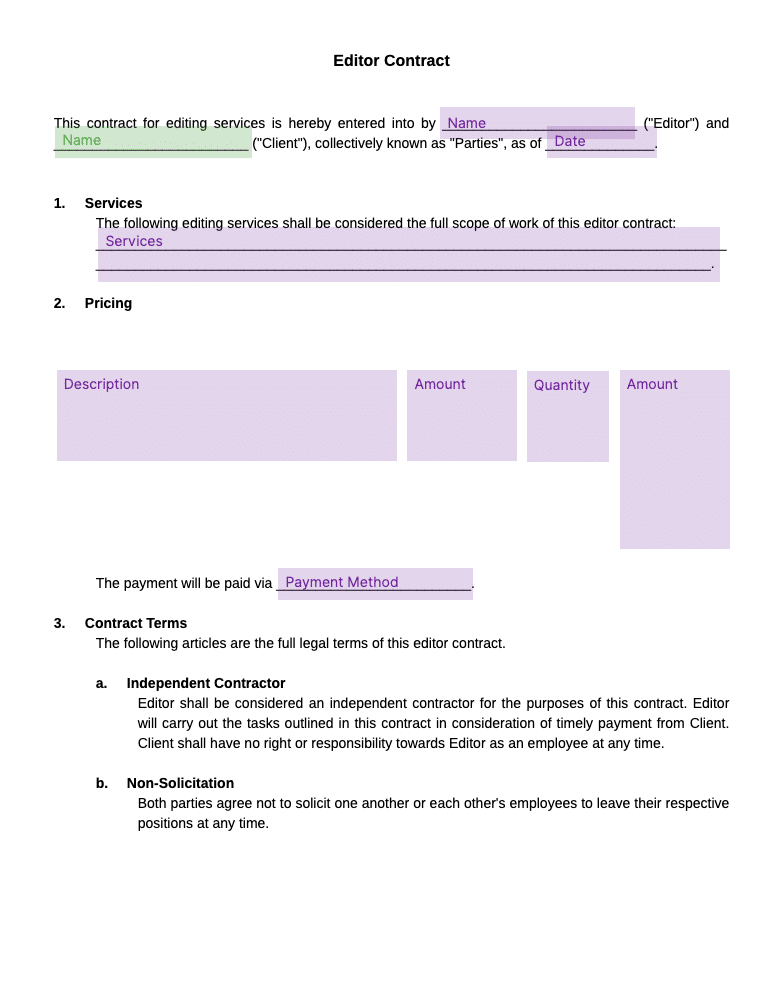editor contract template