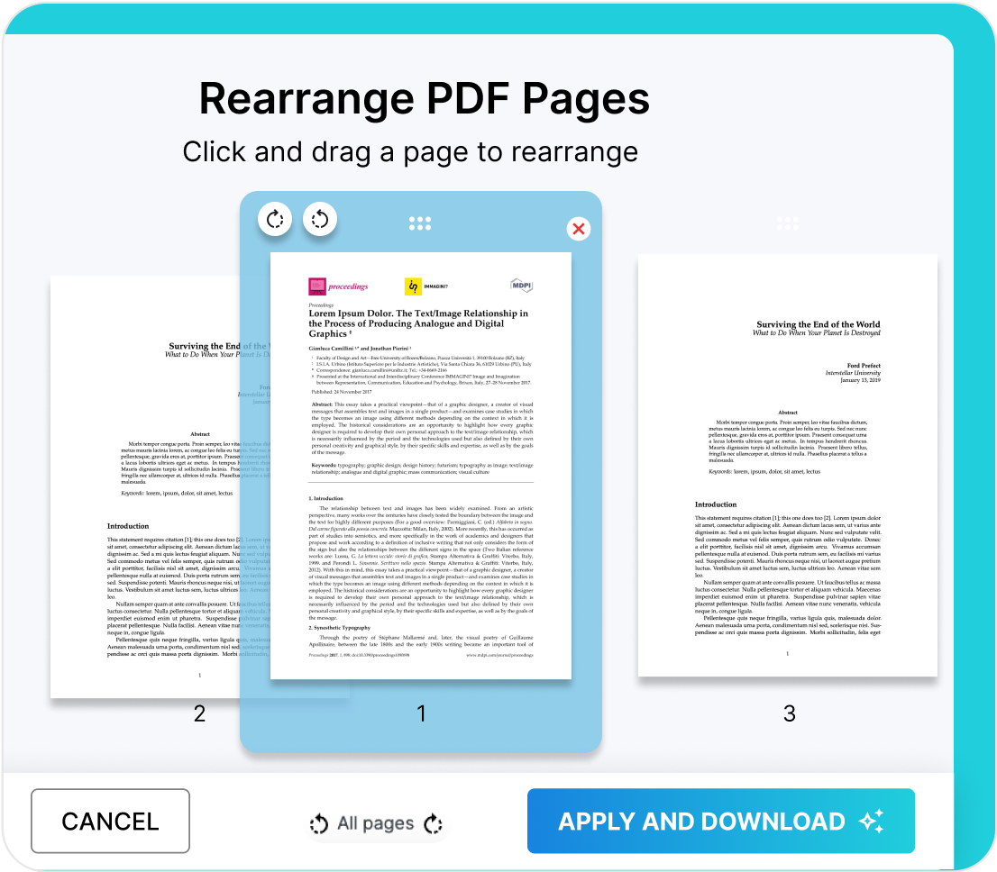 Reorganizar archivos PDF en línea gratis con Fill