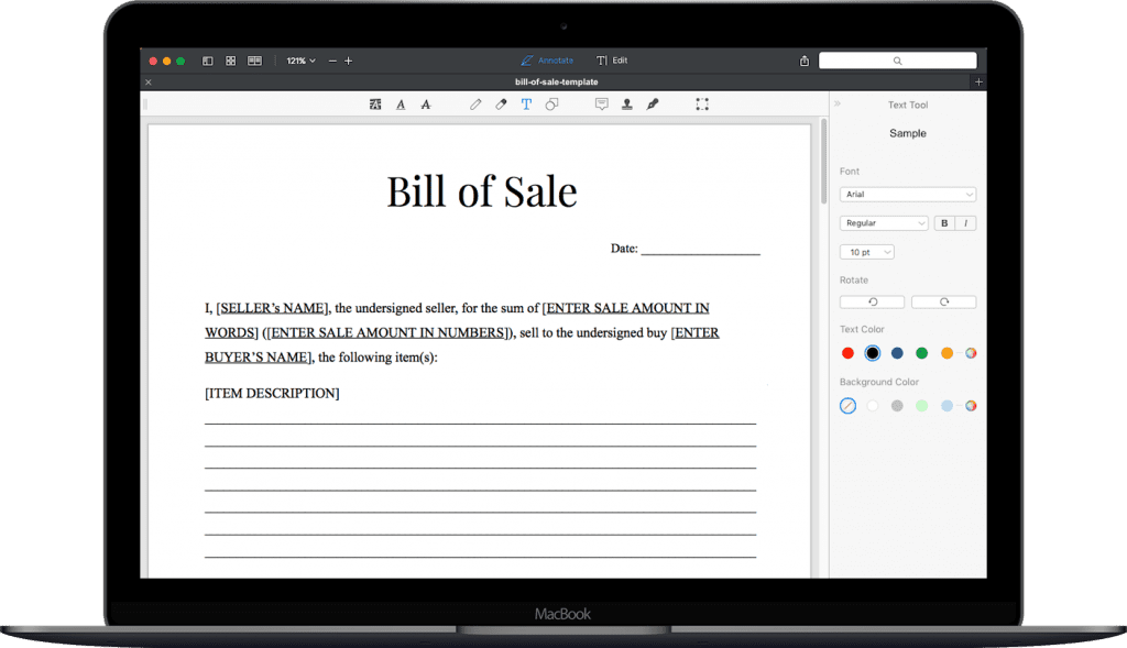 car bill of sale template