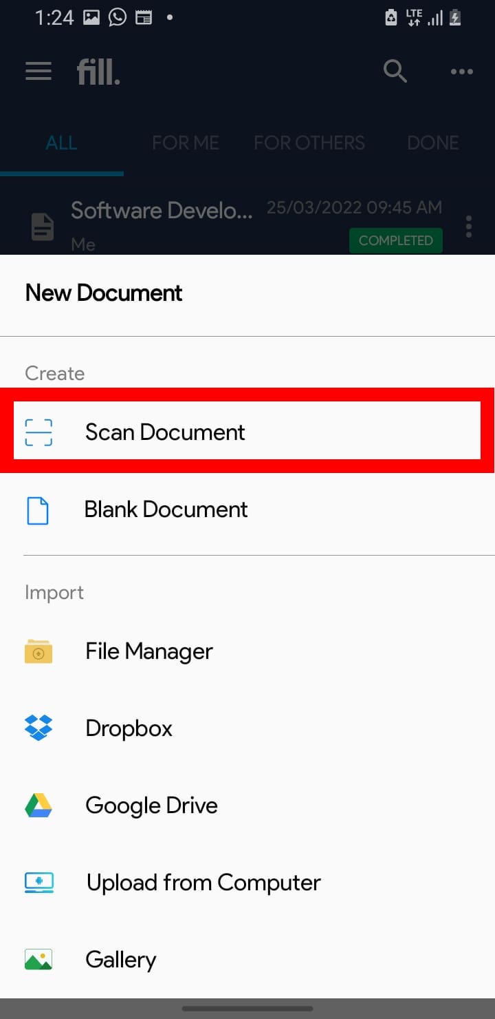 Scan Document feature on Fill app