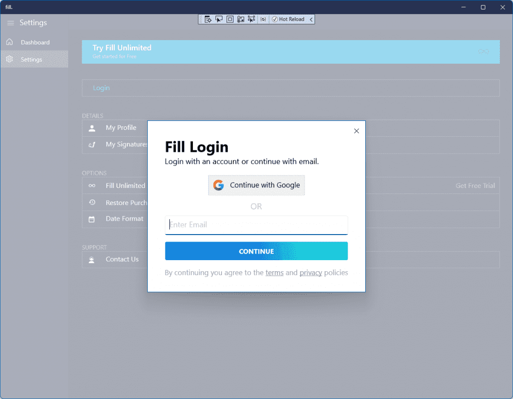 Fill login screen on Windows OS