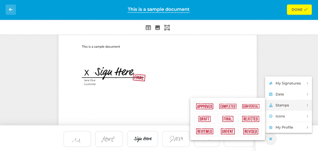 Add electronic signature on Word using Fill