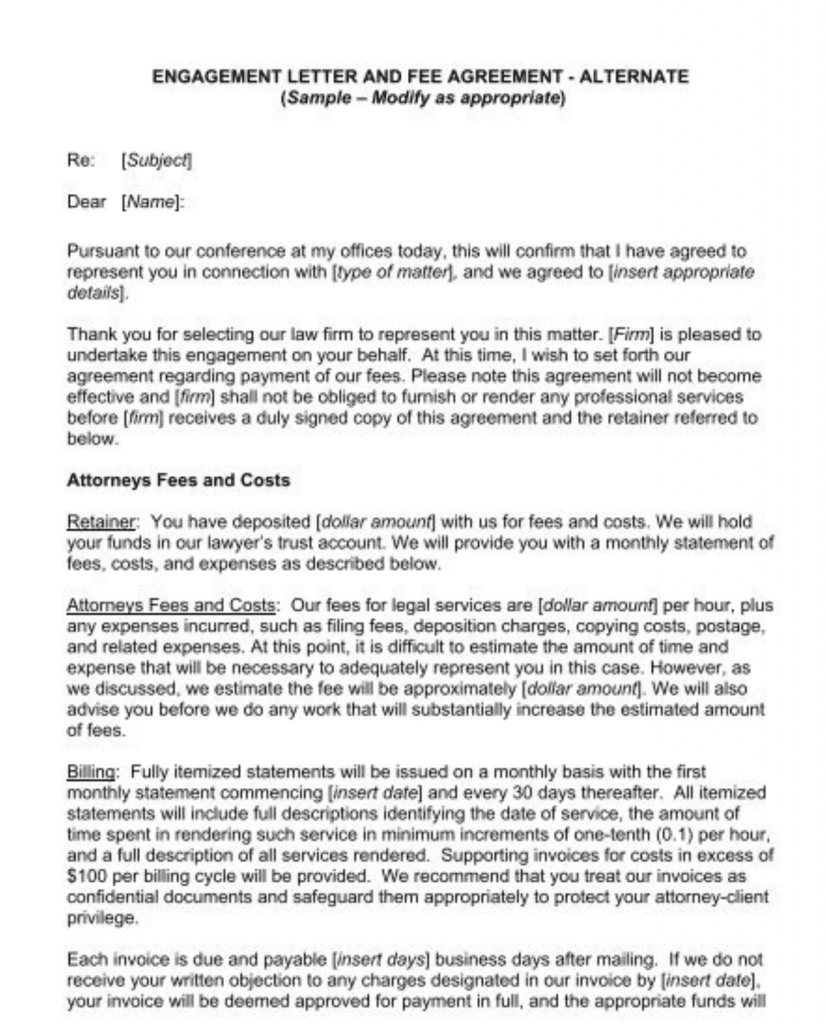 Create Free Attorney Engagement Letter with Our Template