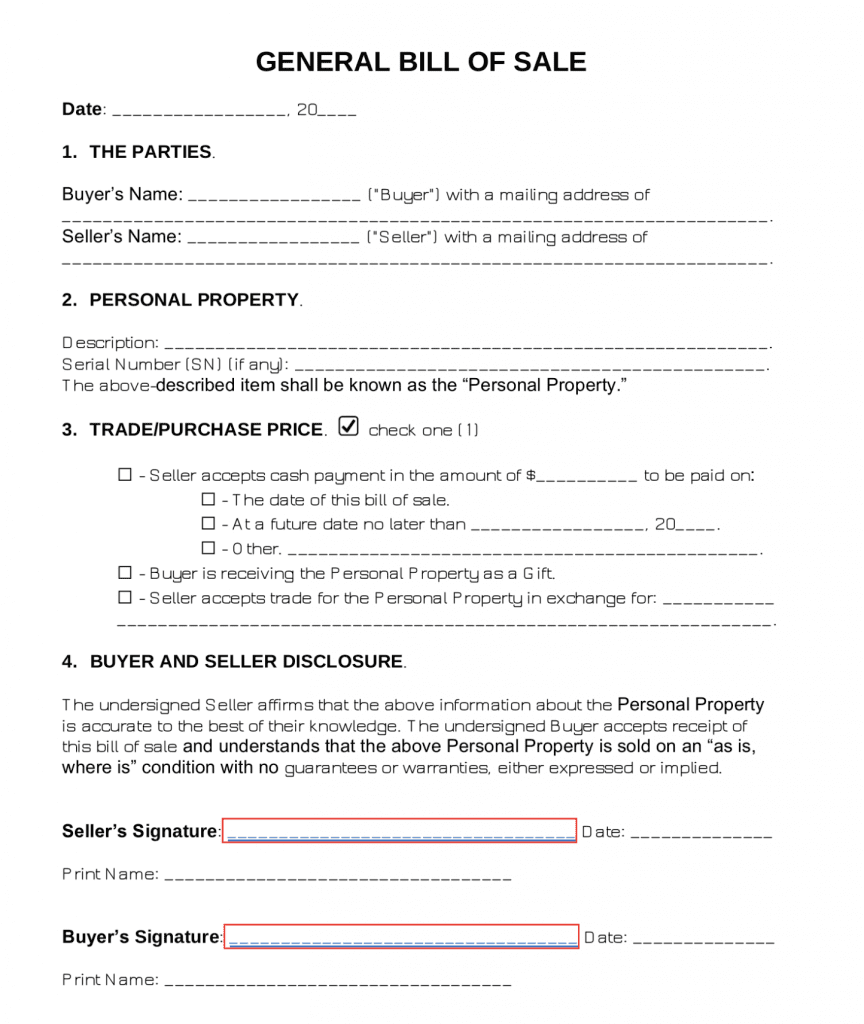 General Bill of Sale