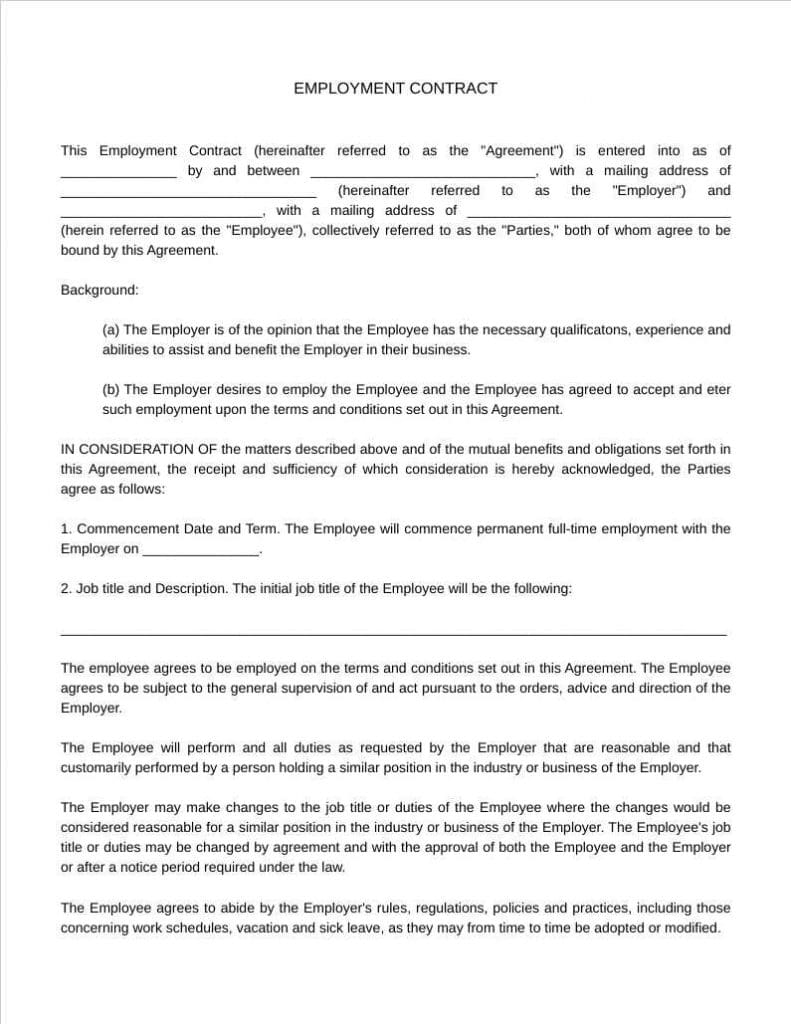 employment contract