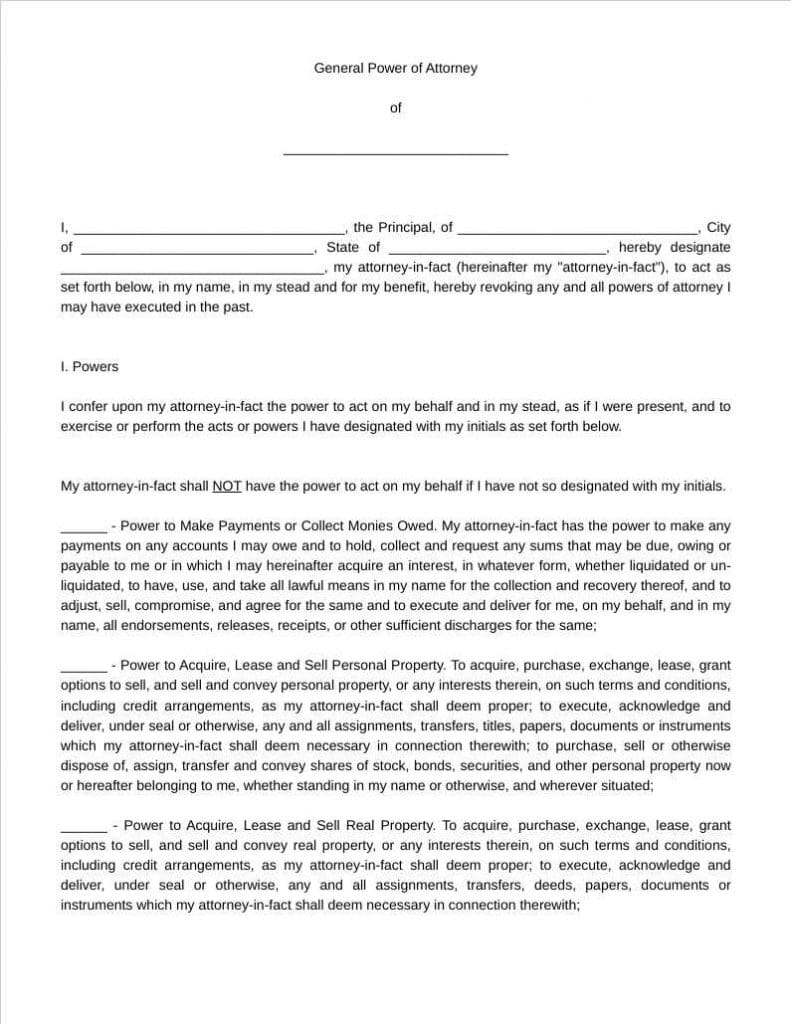 Non-durable Power of Attorney​
