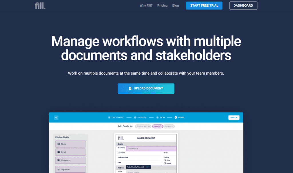 fill for e signatures and document workflows