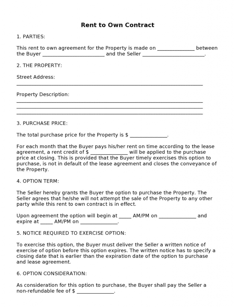 rent-to-own agreement template