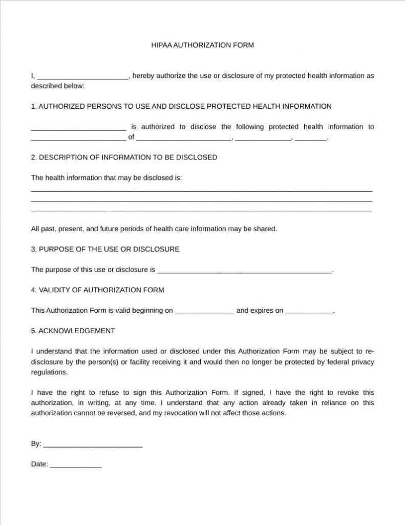 Hipaa Authorization Form​