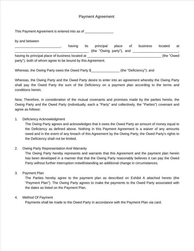 payment agreement template