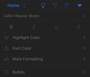 Click the Home button to sign a Word document on iPhone using Word app