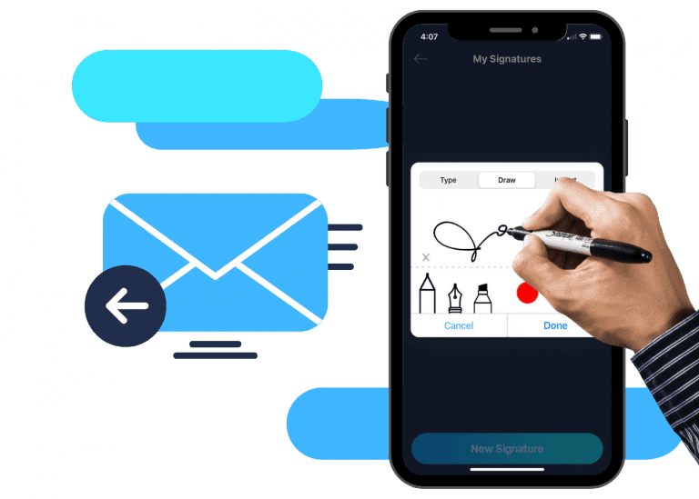 send and request signature on your phone