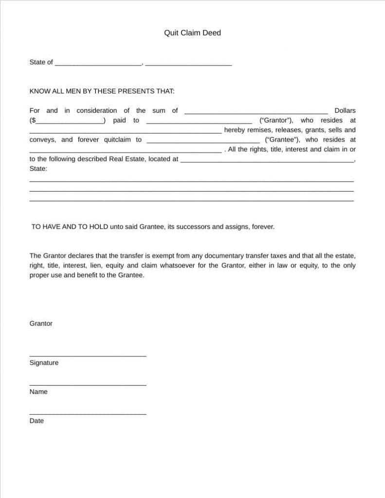 quit claim deed template