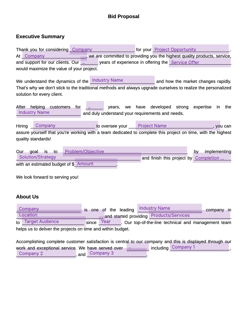 bid proposal template