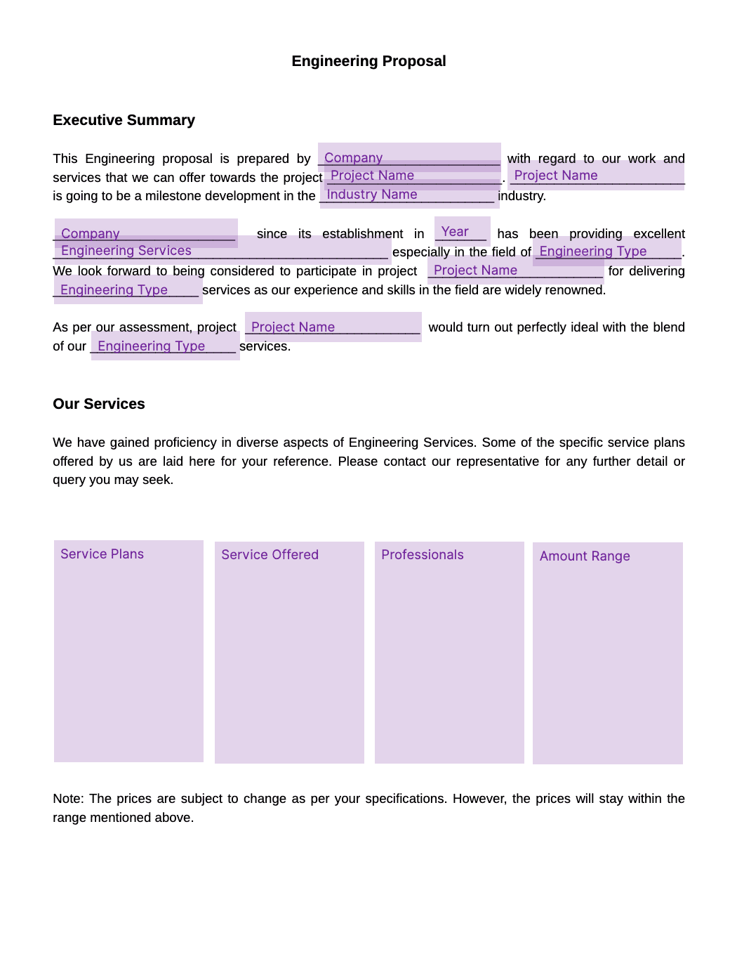 engineering proposal template