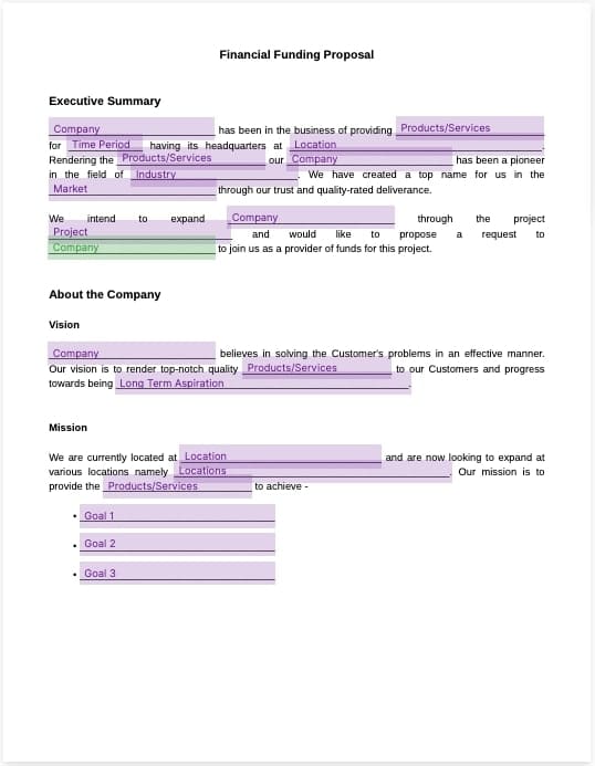 financial funding proposal template