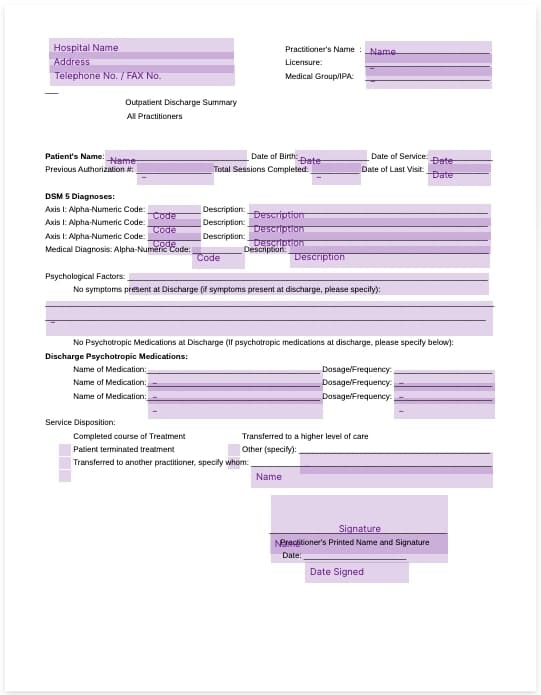 outpatient discharge summary template