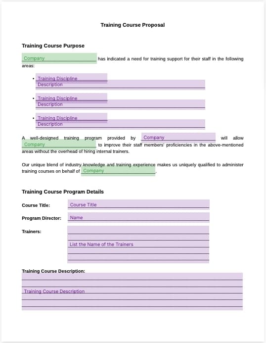 training course proposal template