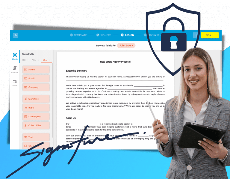 real estate agents making sure all documents are secured
