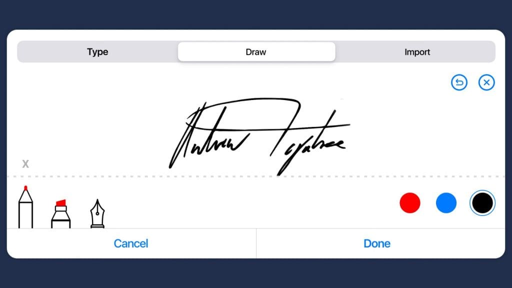 Fill digital signature box