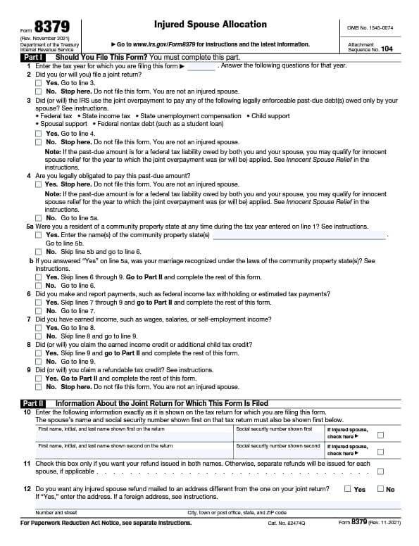 form 8379 injured spouse allocation template