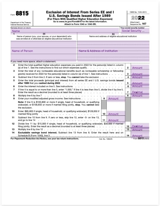 form 8815 exclusion of interest from series ee and i u.s. savings bonds issued after 1989 template