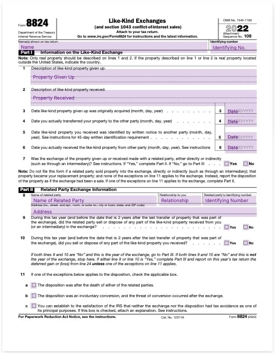 form 8824 like kind exchanges template