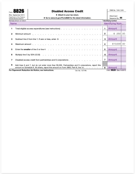 form 8826 disabled access credit template​