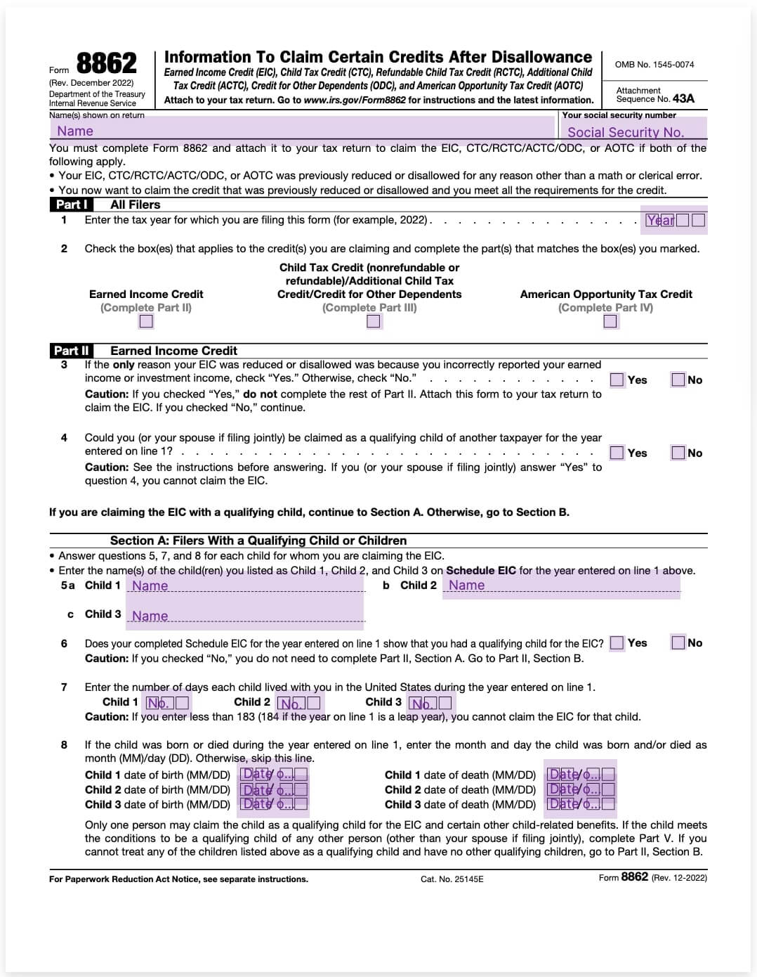 form 8862 information to claim certain credits after disallowance template
