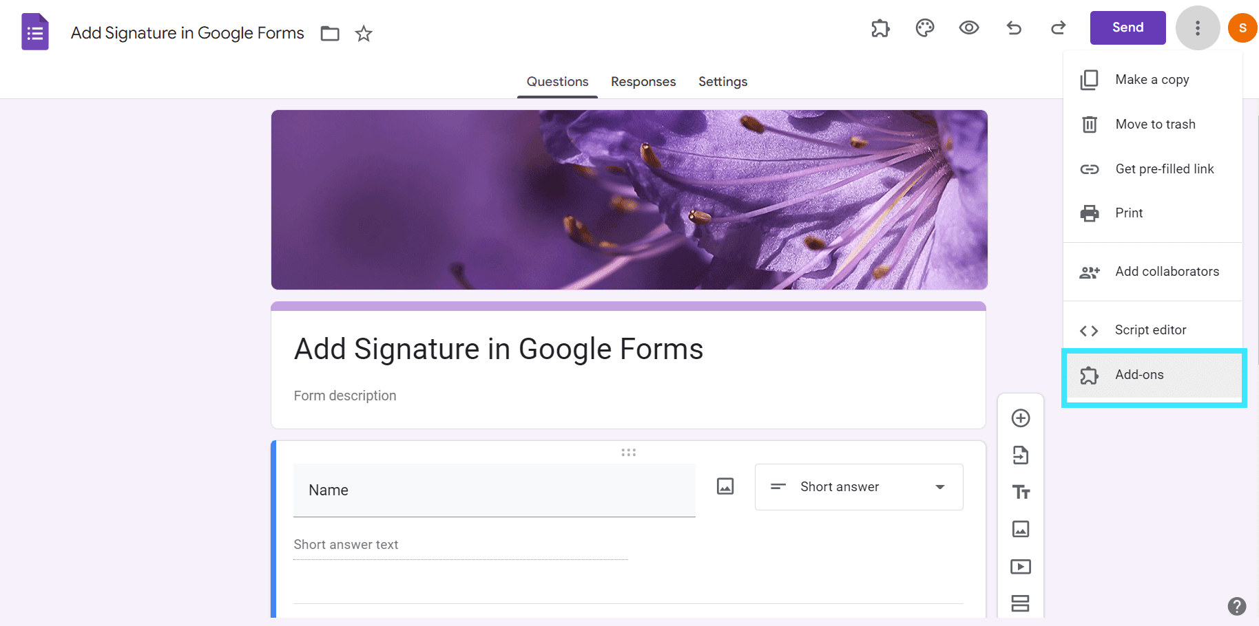 electronic signature in google forms add-on