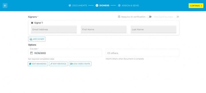 step 2 Step 1 on how to request a signature on a document using Fill