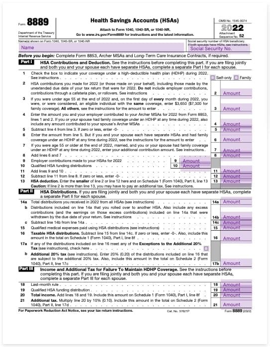 form 8889 health savings accounts template