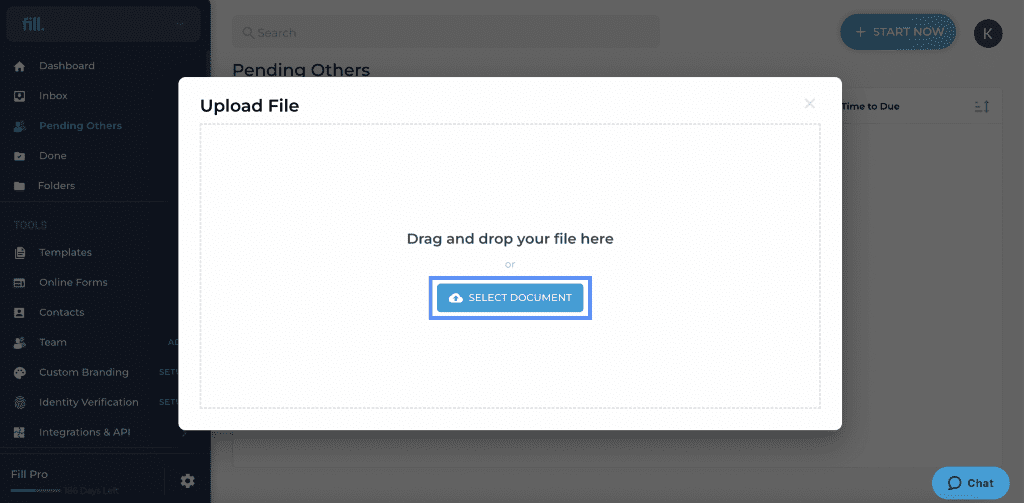 sign with fill select a document or drag and drop