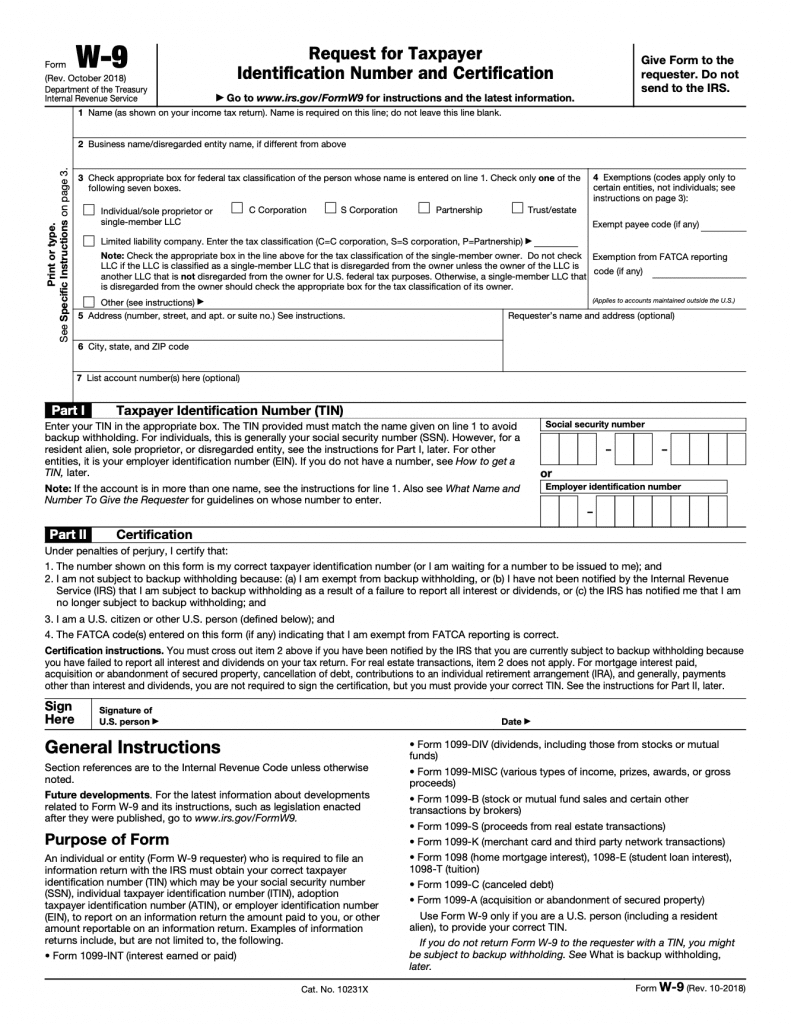 how to fill out an irs w-9 form
