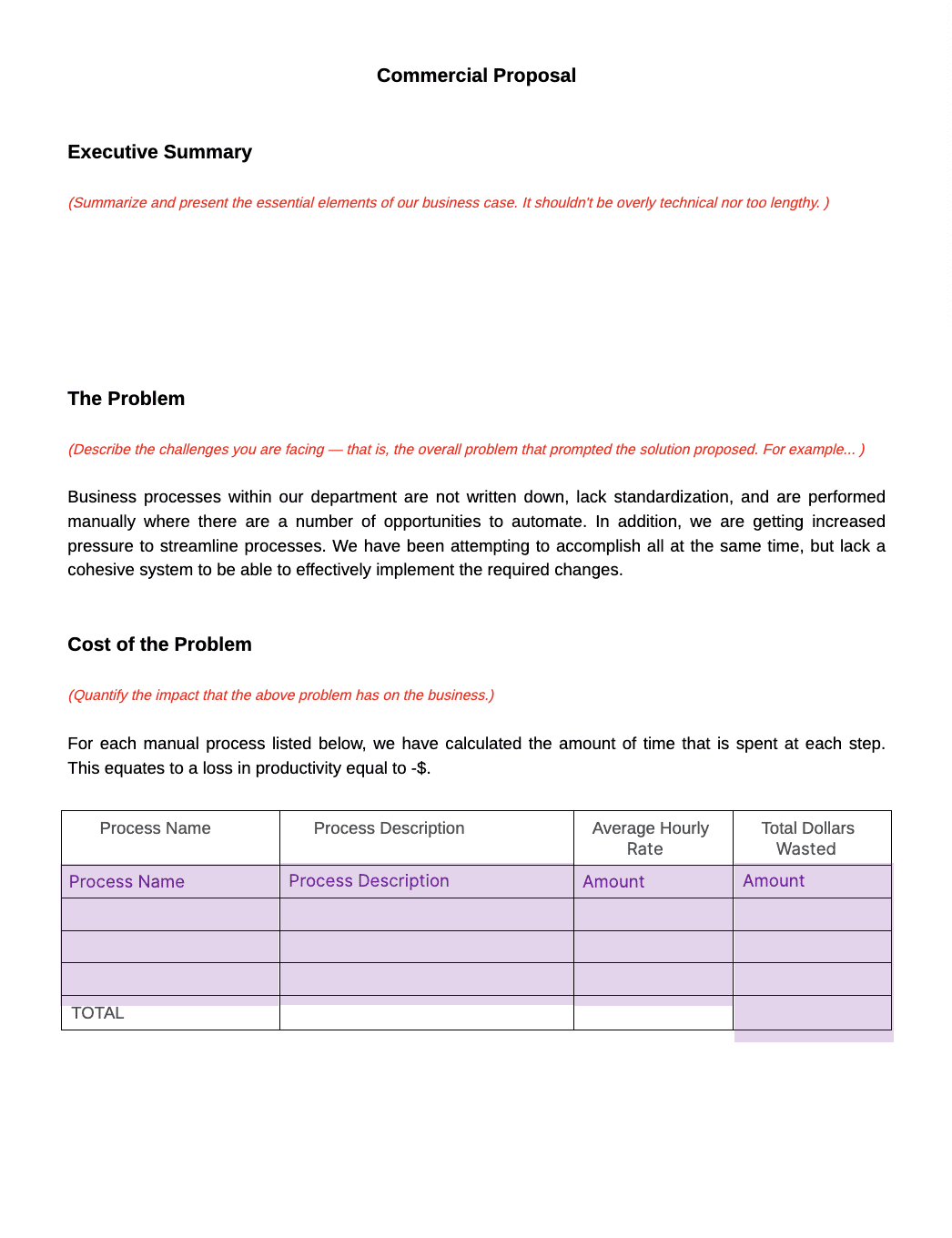 commercial proposal template