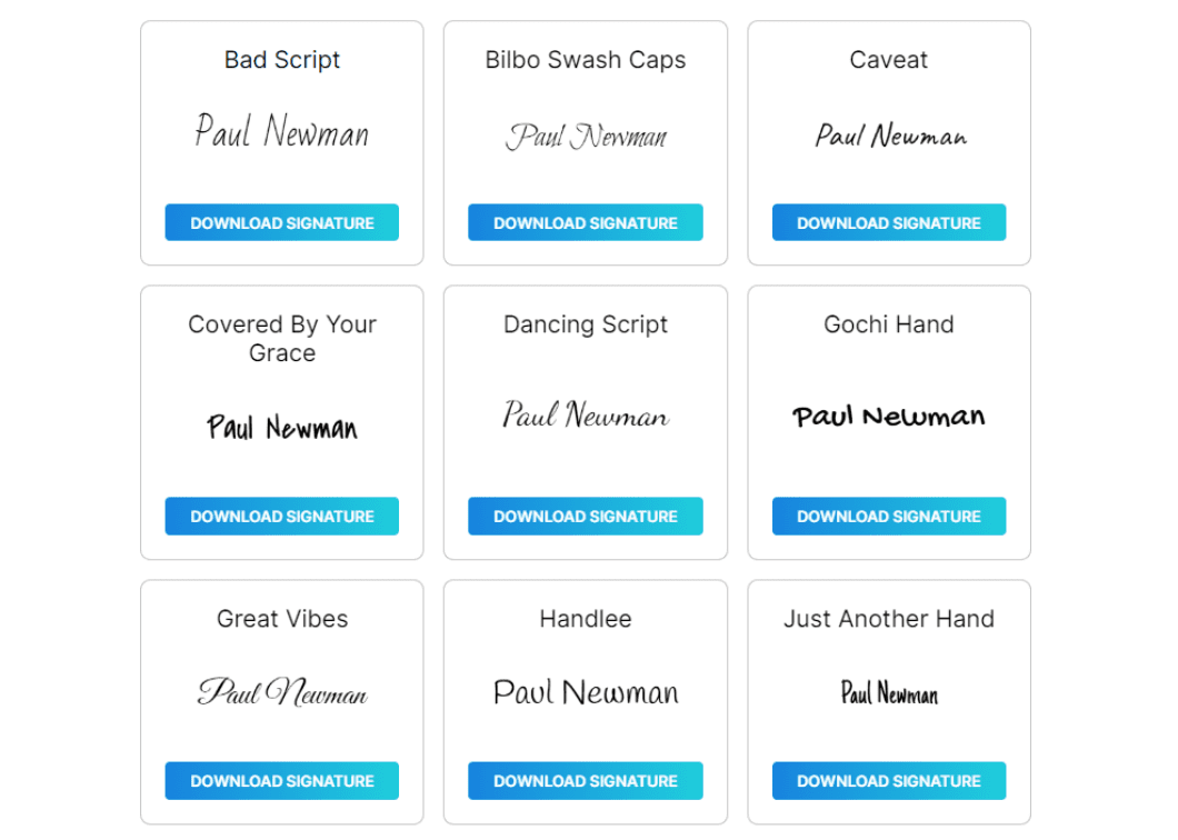 different type signature options