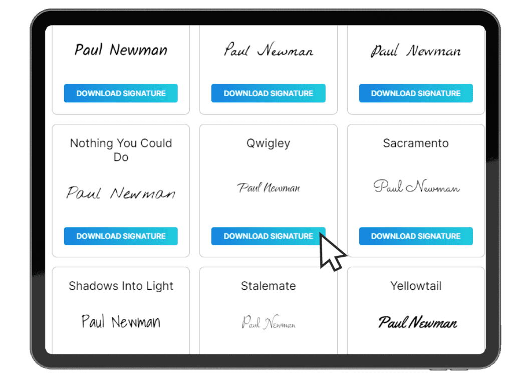 download typed signature for digital signing